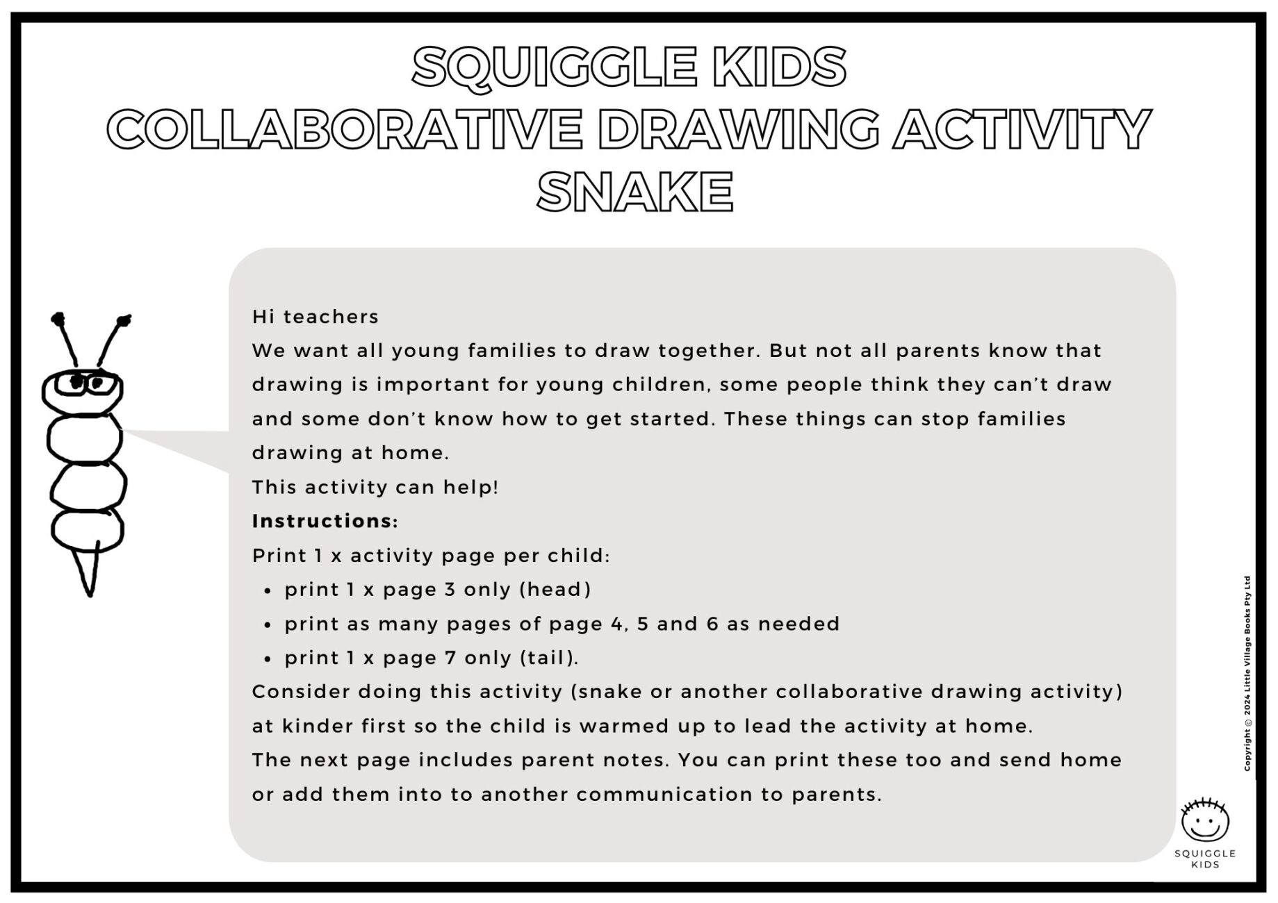 Squiggle Kids Collaborative Drawing Activity - Snake (professional use)