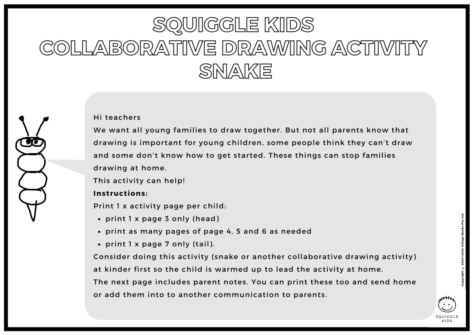 Squiggle Kids Collaborative Drawing Activity - Snake (professional use)